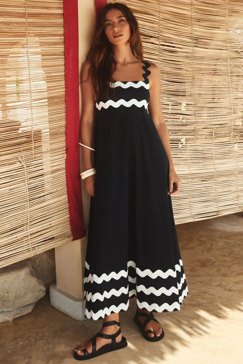 Bohemian Summer Printed A-line Long Dress Sexy Backless Holiday Beach Spaghetti Strap Dresses For Women Maxi Vestidos Para Mujer