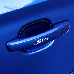 Set of 4 Car Logo Door Handle, Wiper, and Rearview Mirror Sticker Decor - Auto Accessories (White Sline)