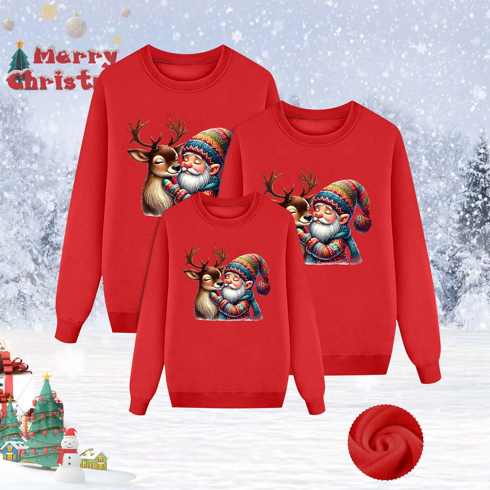 thumbnail image 2 of Camisetas de invierno para madre e hija, camisas con estampado de Papá Noel, conjuntos familiares a juego, sudaderas para padre e hijo, jerséis para pareja, ropa para niños, 2 of 5
