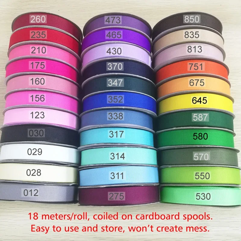 Grosgrain Ribbon 6mm 9mm 36Colors Polyester for Hair Bows Making Sewing 4A