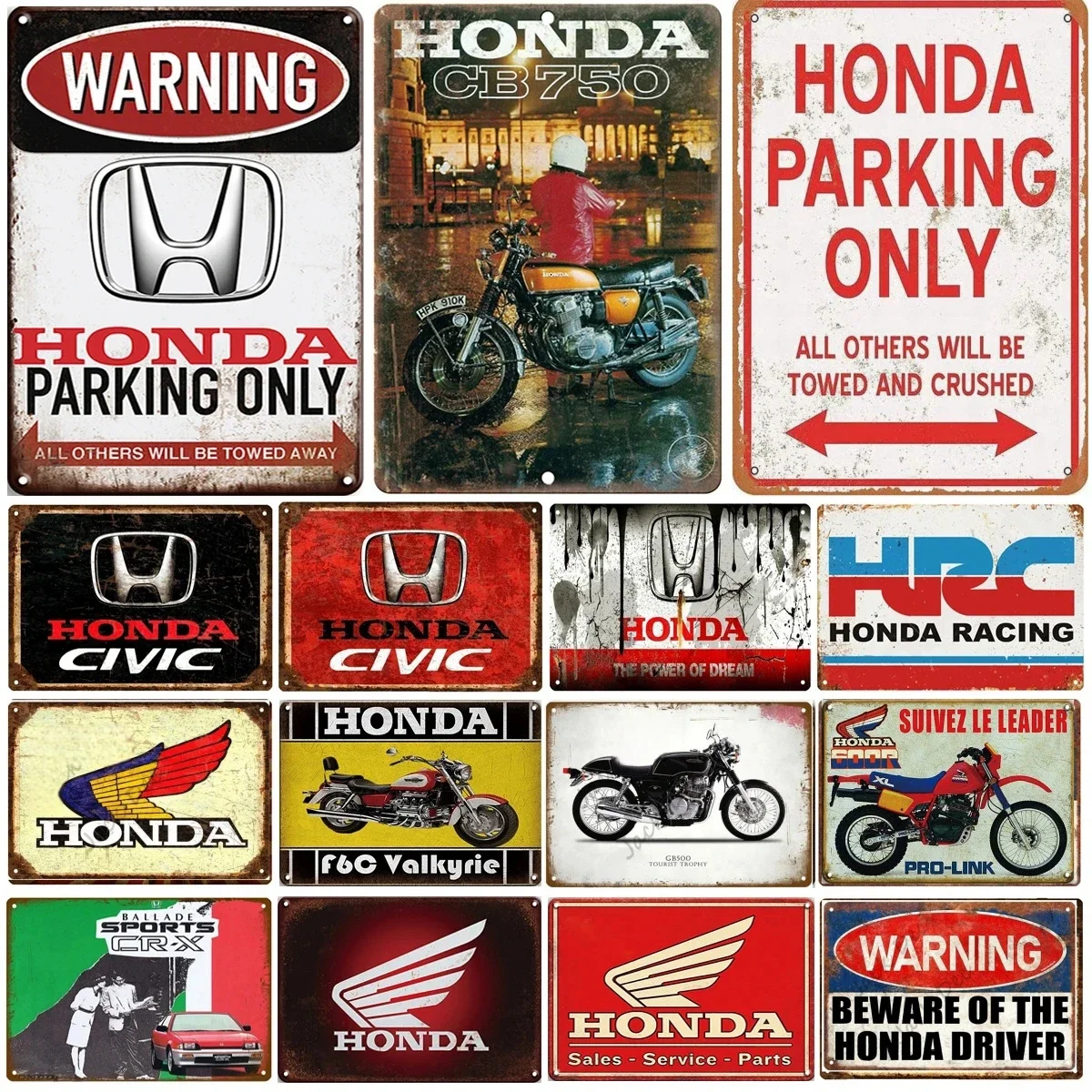 

Старинная парковка Honda, только жестяной знак, металлический жестяной знак
