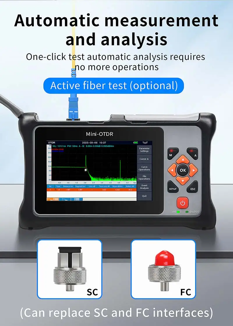 KP800 Mini-OTDR 100KM 1310/1550nm Fiber Optic Cable Tester Optical Time Domain R