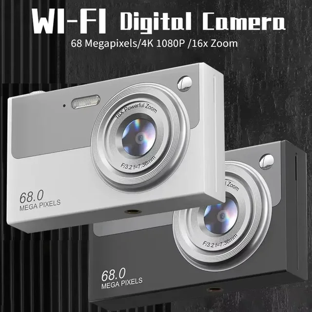 4K Digital Camera with App Wi-Fi Transmit Cam 68MillionPixels DualLens 16×Zoom Travel Selfie Flash  Camera Autofocus Photography 1