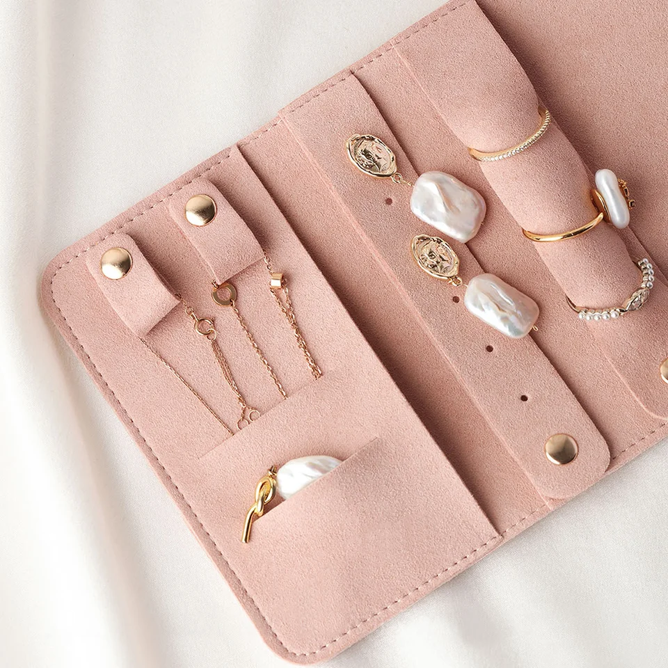 Organizzatore di gioielli leggero e portatile, borsa da viaggio pieghevole impermeabile per collane, anelli, orecchini, braccialetti  15