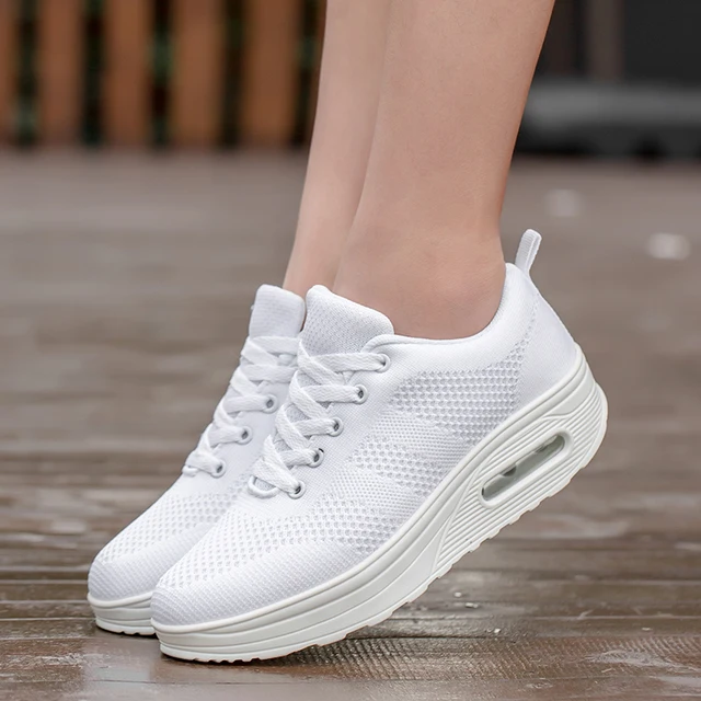Sneakers Women Walking Shoes Air Cushion Comfortable Breathable Outdoor Casual Shoes Thick Bottom Increasing Height Lace-up 6
