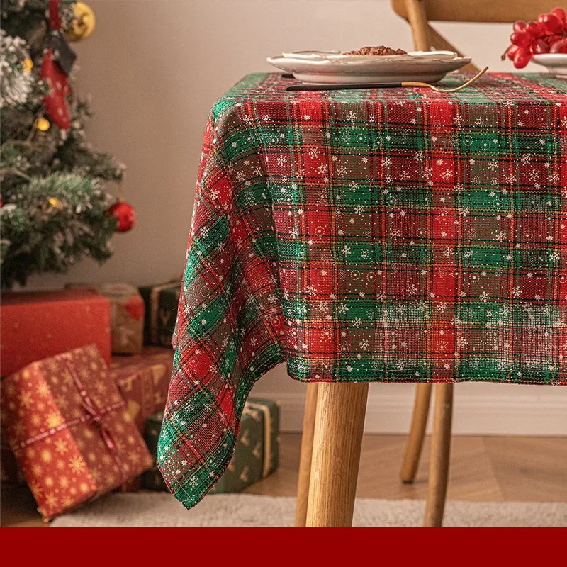 

Рождественская скатерть, красная клетчатая скатерть со снежинками, праздничный реквизит для детской фотосъемки, квадратная скатерть для столового стола, домашний декор
