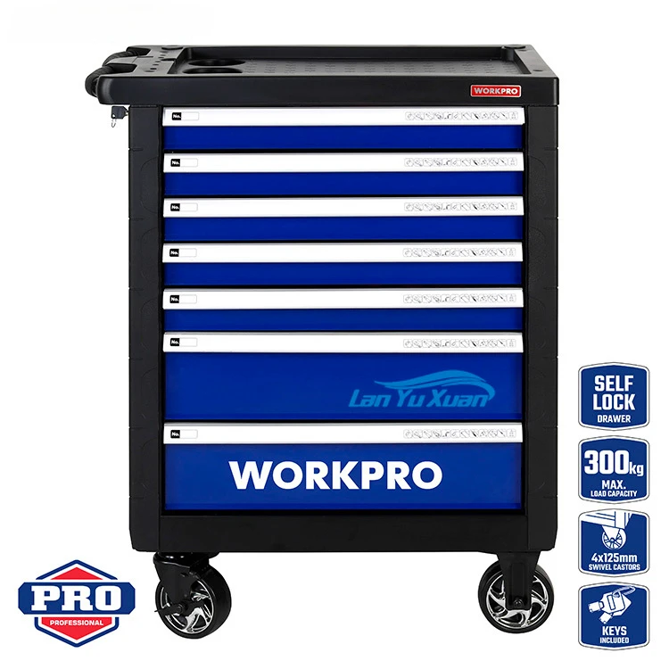 

WORKPRO Professional 7 Drawer Workbench Workshop Garage Metal Rolling Wheels Tool Box Roller Trolley Cart Cabinets