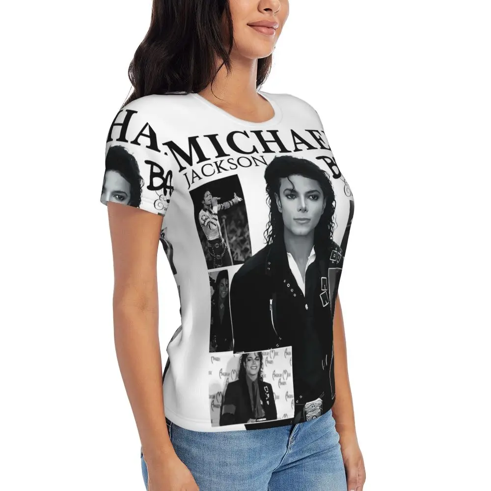 Michael Jackson Dancing T-Shirt Women Short Sleeve T Shirts Round Neck Clothes Cotton Summer Tees Streetwear
