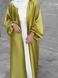 Ramadan Eid Abayas For Women Kimono Femme Musulmane Satin Kaftan Maxi Abaya Dubai Arabic Turkey Islam Pakistan Muslim Dress Robe