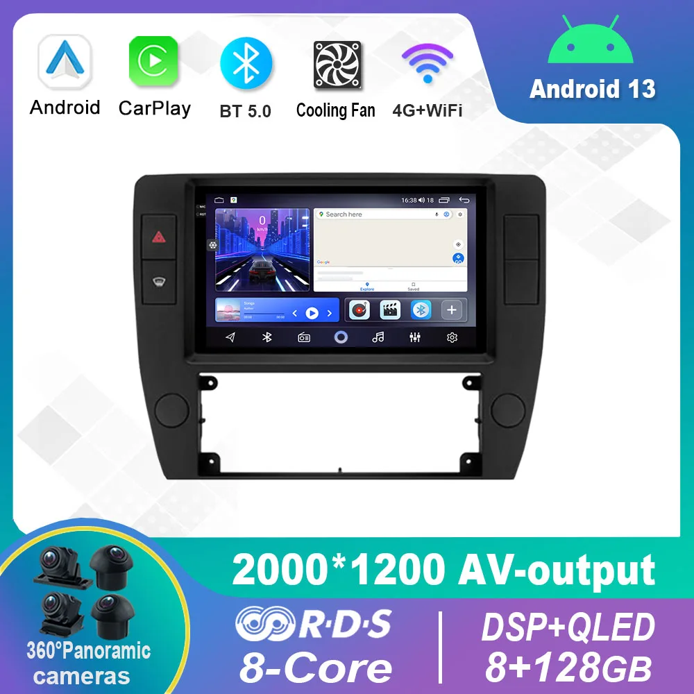 

9 Inch Android 12.0 For Volkswagen Passat B5 2000 - 2005 Multimedia Player Auto Radio GPS Carplay 4G WiFi DSP Bluetooth