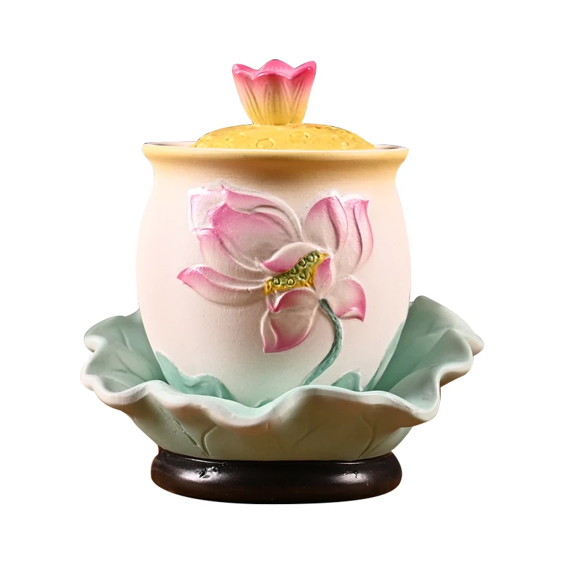 

Ceramic Incense Burner Household Buddha for Indoor Worship Incense Burner Set Lotus Water Cup Vase Aroma Burner