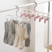 2024 New Collapsible Clothes Drying Rack Travel Shirt Socks Hangers with Clips Foldable Pants Clothes Hangers Closet Organizer 2