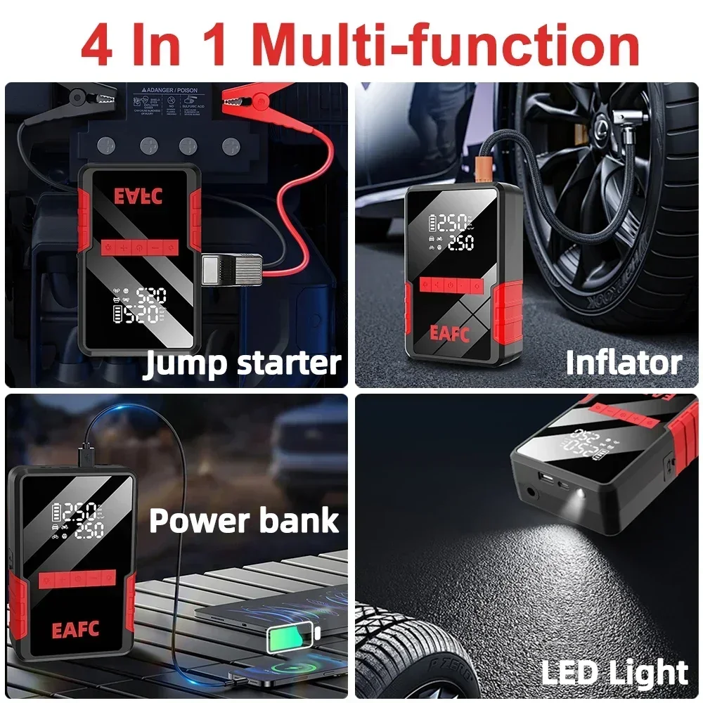 1200A Car Jump Starter Air Pump Multi-Function 4In1 Air Compressor Power Bank Battery Starter Starting Auto Tyre Inflator car jump starter jump starter