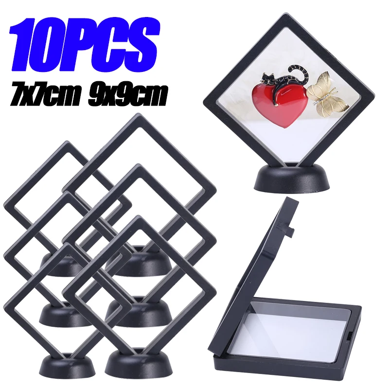 

Transparent Film Jewelry Packing Box Suspended Ring Earrings Display Stand Holder Coin Collection Gems Storage PET Membrane Case