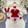 Japan Girls Vintage Cosplay Costume Sexy JK Uniform Skirt Suits Pajamas Outfits Erotic Striped Bow Tie Pleated Skirts Set 3