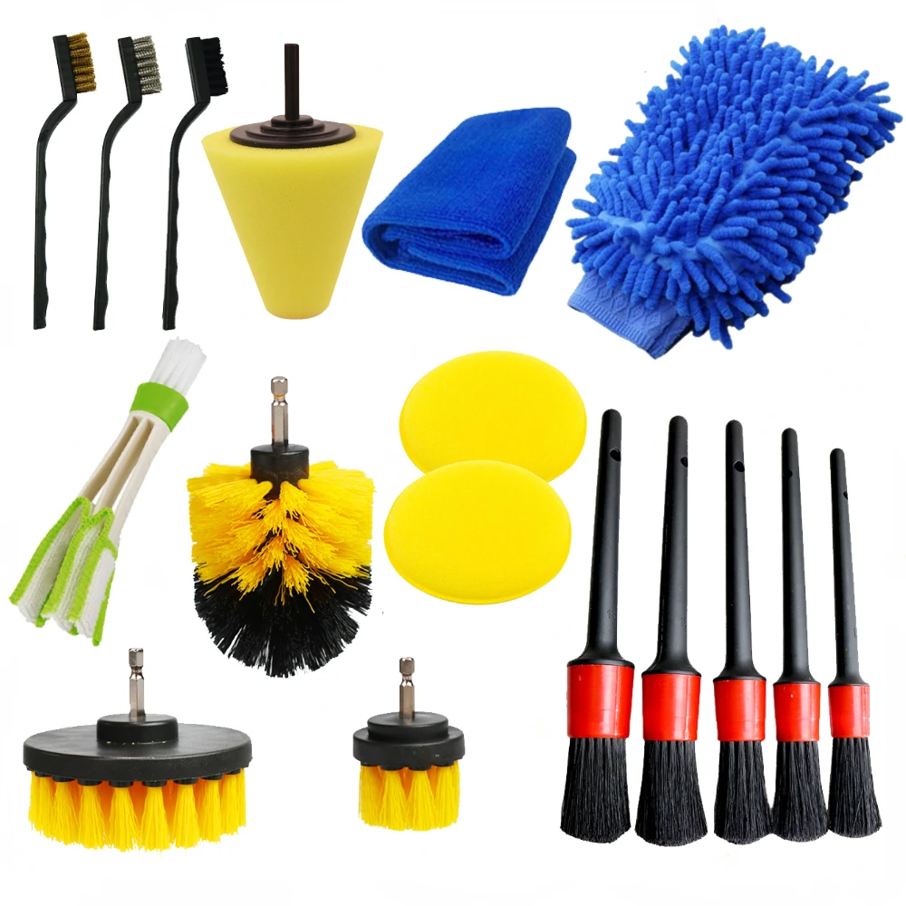 Car Detailing Brushes Kit Brushes for Automotive Cleaning Auto Air Cleaning Electric Drill Brush Cars Dirt Dust