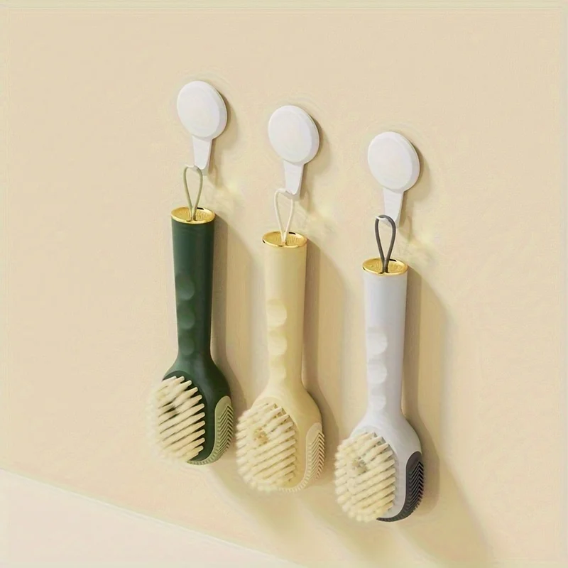Two in one shoe brush 1pc household press out liquid shoe wash brush press type soft fur clothing cleaning brush