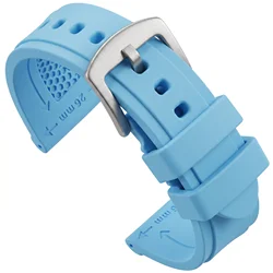 Waterproof Silicone Sports Watch Strap - Soft Rubber Replacement Band - 22mm (Blue)