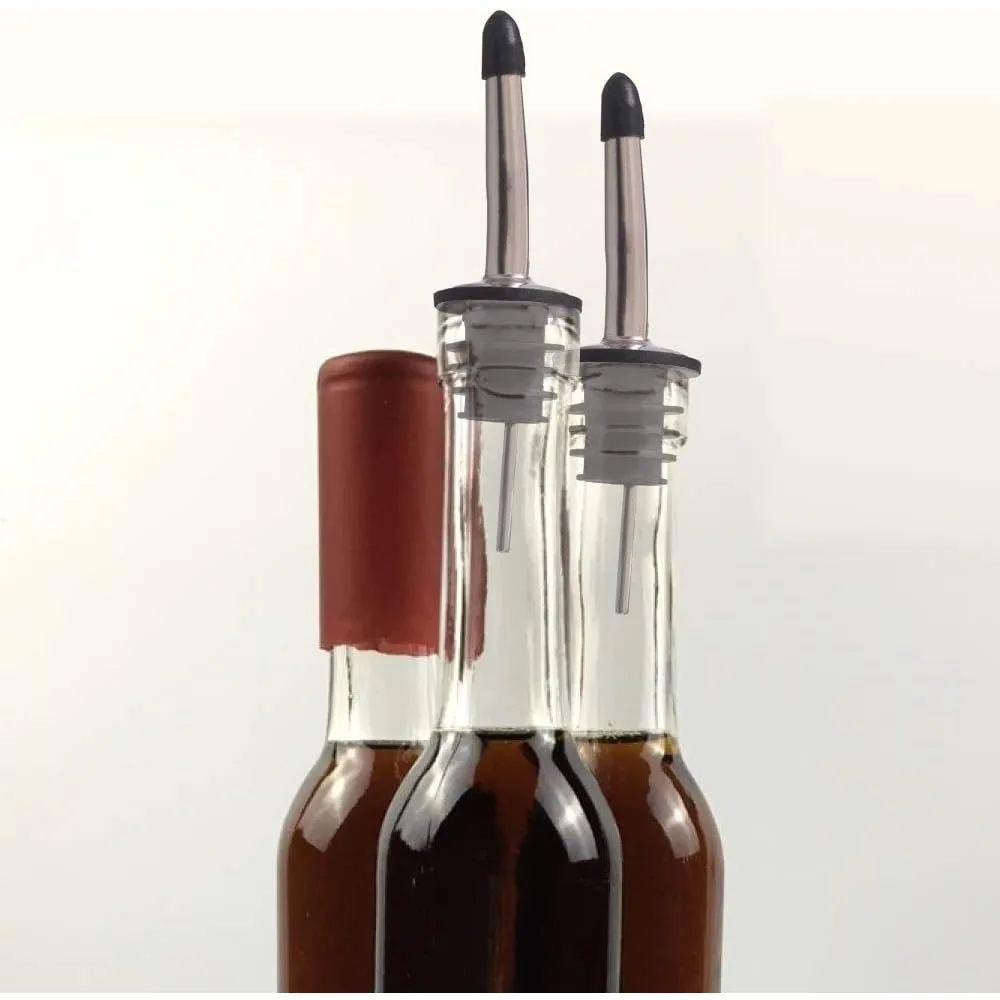 12 Pack Bottle Pourers Tapered Spout with Rubber Dust Caps, 304 Stainless Steel Pourers, Suitable for Pours Liquor, Vinegar Ect