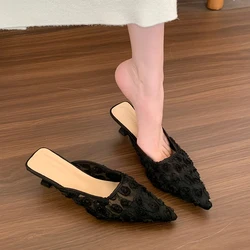 Elegant Pointed Toe High Heels - Fashion Slip - On Mules - 38 (Black - 2)