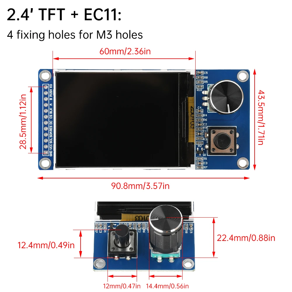 EC11 로터리 엔코더 조합 모듈이 포함된 1.8인치 2.4인치 TFT 디스플레이 화면 Arduino용 SPI 인터페이스 LCD 디스플레이 화면