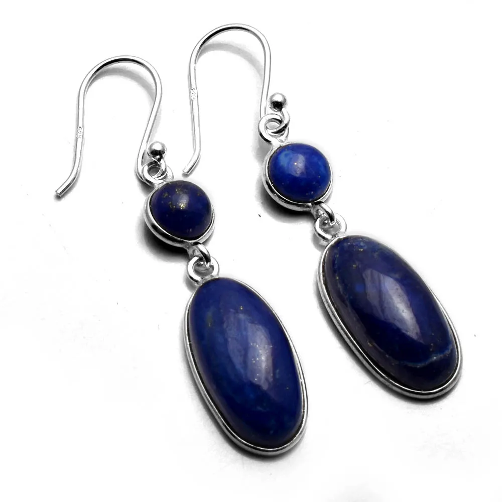 

Genuine Lapis Lazuri 925 Sterling Silver Earrings, 42 mm, AE2703