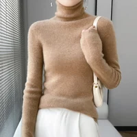 100% Merino Wool Long-sleeved Turtleneck Pullover Women's Autumn Winter Slim Sweater Basic Women's Clothes Cashmere Sweater - Image 6