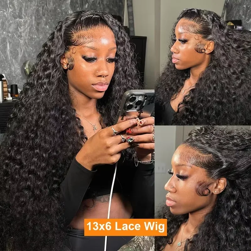13x6 HD Lace Loose Deep Wave Frontal Wigs 40 42 Inch Deep Curly Lace Front Human Hair Wigs Preplucked Glueless Wig Human Hair 5