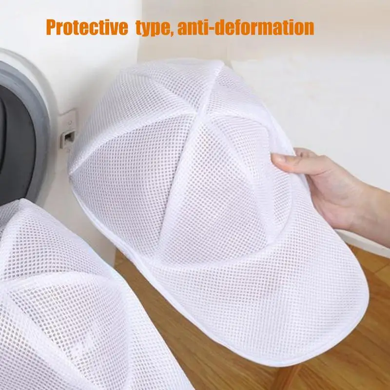 Washing Machine Hat Wash Protector Cap Cleaner Laundry Bag Small Clothes Wash Bag Anti-Deformation Mesh Organizer Zip Bags 3