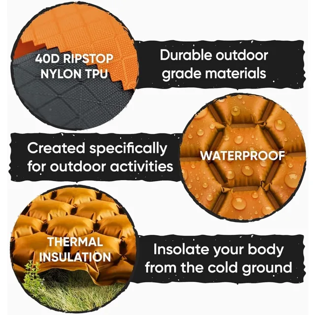 Ultralight Inflatable Sleeping Pad - Air Mattress for Camping, Backpacking, Hiking with Bag, Repair Kit. Air Mattress - Image 4