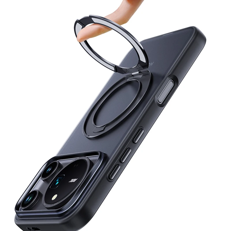 Frosted Translucent Magnetic Case with 360° Rotating Ring Holder