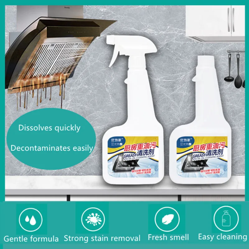 500ml Kitchen Grease Cleaner Cleaning Products Decontaminate Remove Oil