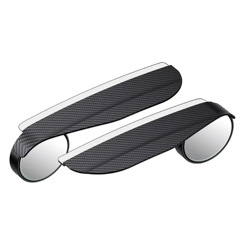 2 Pcs Car Blind Spot Mirrors Carbon Fiber Pattern Adjustable Wide Angle Rearview Rain Eyebrow Cover Interior Accessories