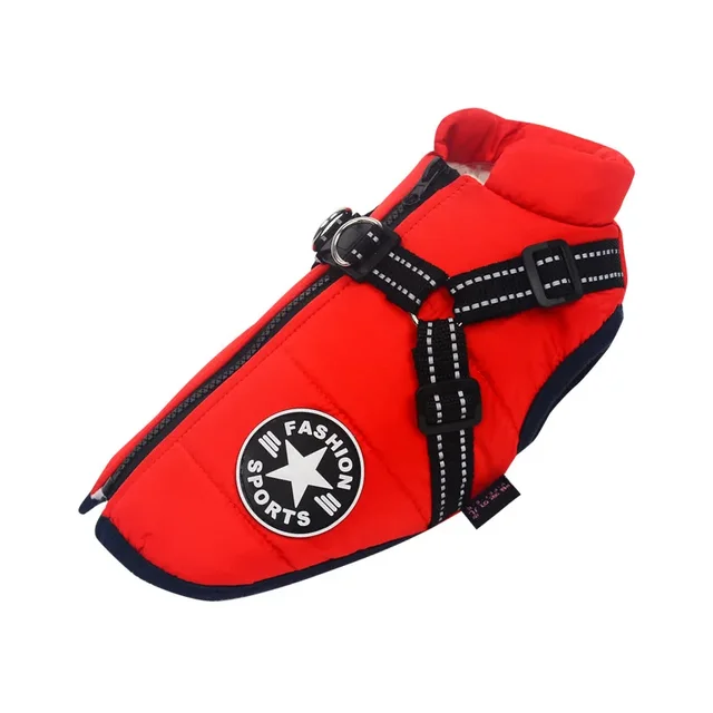 Large Dog Winter Jacket with Harness 3