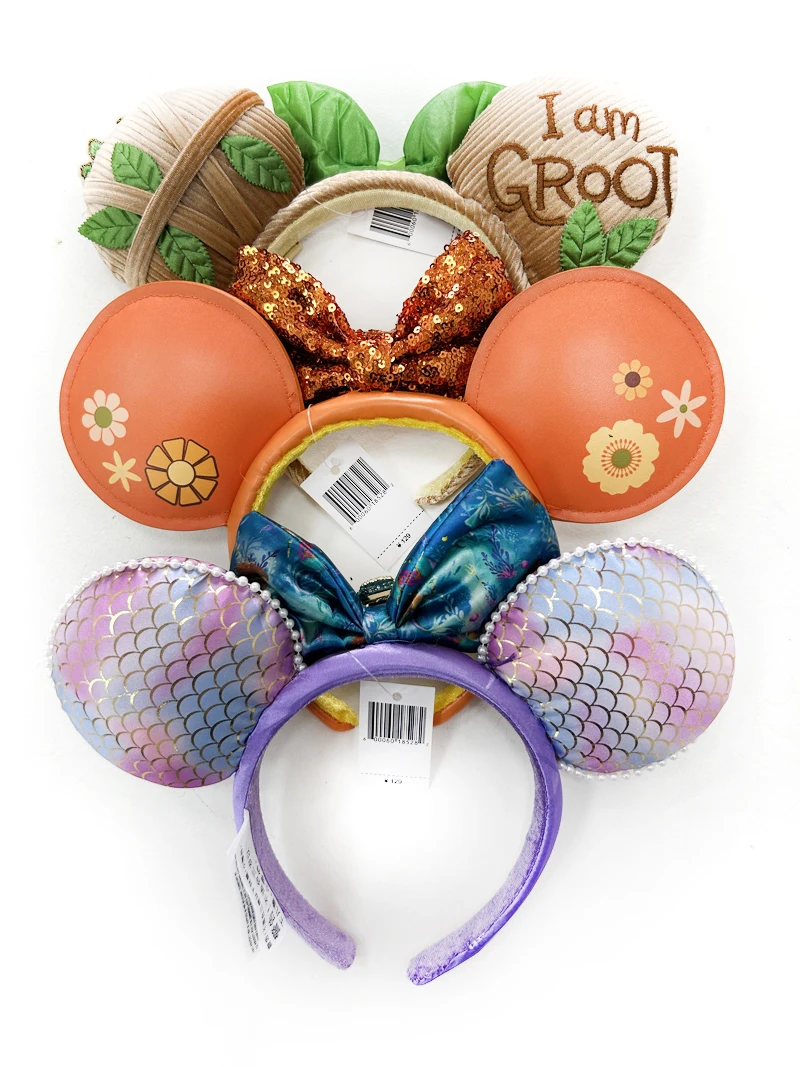 2023 Disney Minnie Mouse Ear Headband Disneyland Orange bird Mickey Headwrap Adult/Kid Plush Cosplay dryads Bow Hair Accessory