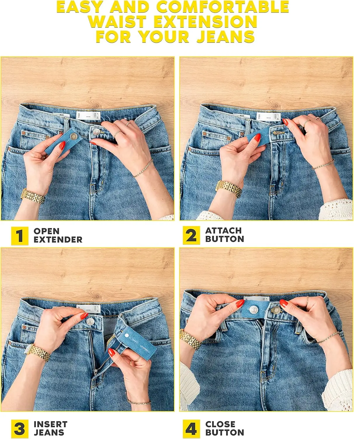 1/2/4PCS 바지 허리 버클 익스텐더 후크 스트레치 조정 버튼 바지 및 퀼팅 프로젝트를 위한 실용적인 바느질 용품