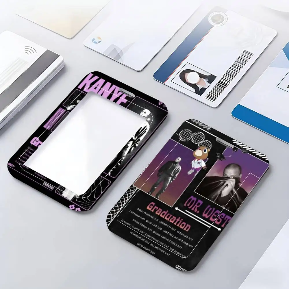카니예 웨스트 ID 카드 홀더 목걸이형 펜던트 도어 배지 홀더 랜야드 키체인 직장 신분증