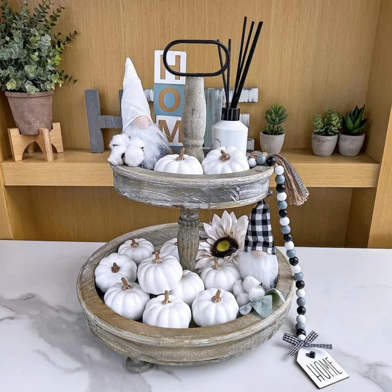 Small Artificial White Pumpkins Decorative Harvest Pumpkins for Fall Wedding Thanksgiving Halloween Table Centerpieces