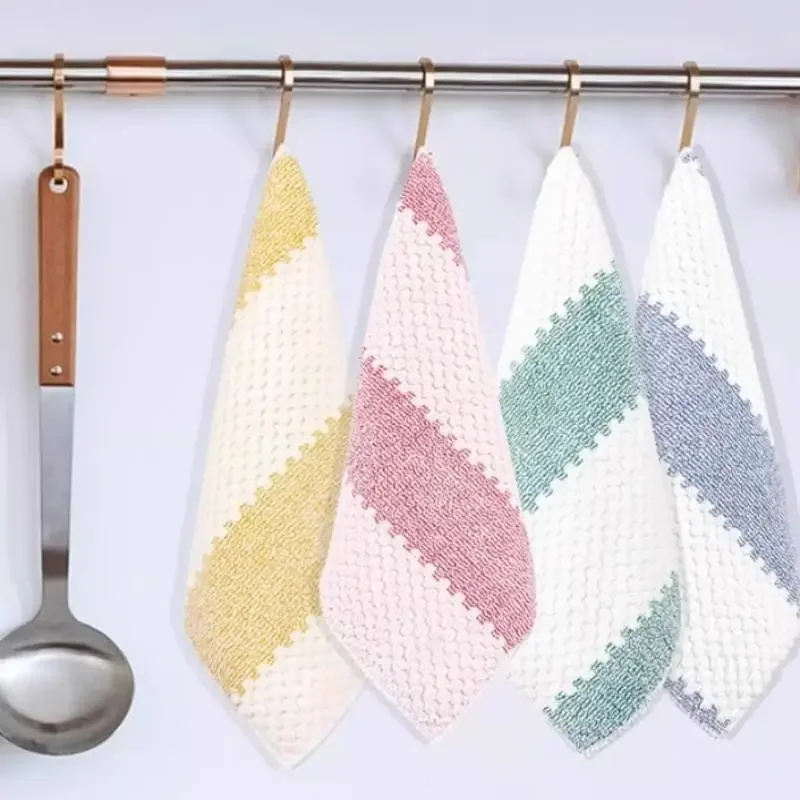 10Pcs/set Kitchen Cleaning Towels Cleaning Cloth For Tableware Dish Microfiber Absorbent Decontaminated Household Scouring Pads