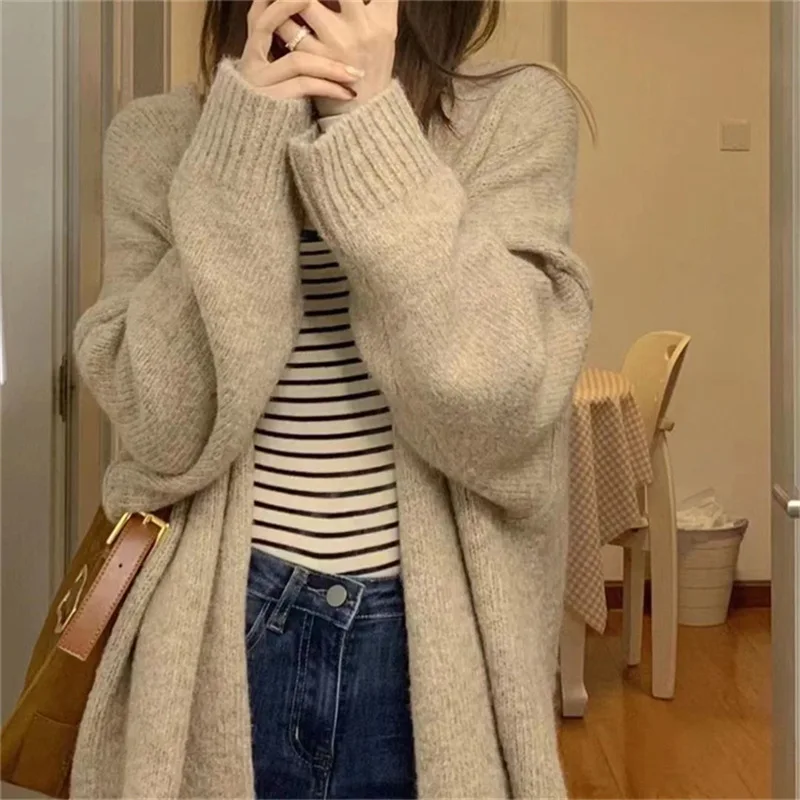 Women Autumn Long Knit Sweater Cardigan