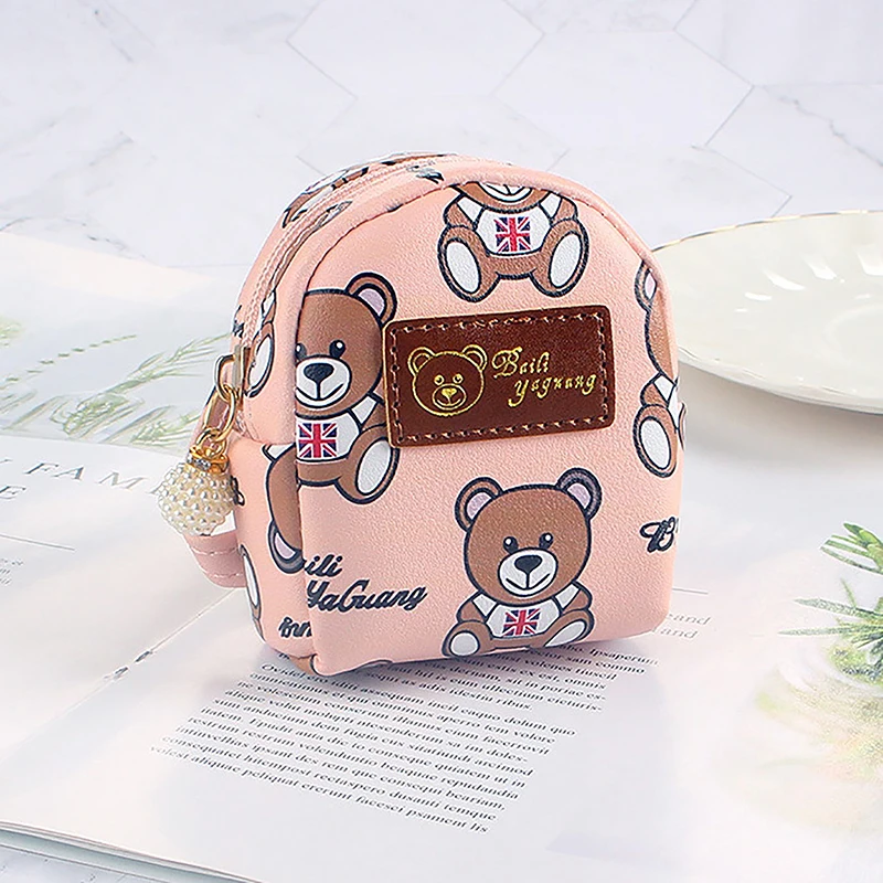 

Cute Cartoon Bear Coin Purse Keychain For Girls Kawaii Mini Wallet Credit Card Holder Backpack Pendant