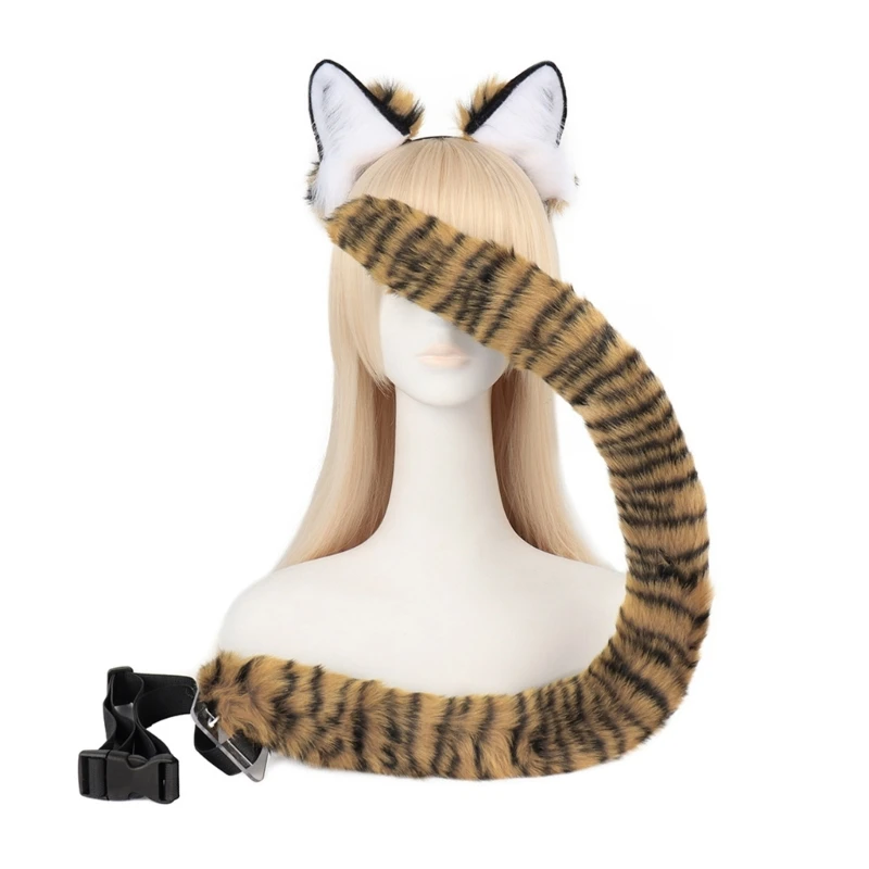 

Animal Cosplay Costumes Faux Furs Cat Tigeres Wolf Furry Tail and Ears Headband for Halloween Party Costume Accessories