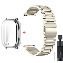 Luxury TPU Case with Stainless Steel Strap for Smart Watch - Soft Protective Cover with Premium Metal Watchband Correa (Star Silver)