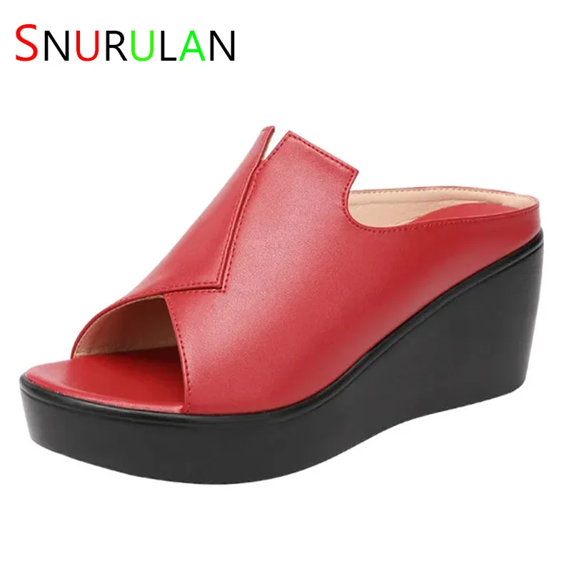 

Small Size 32-43 Casual Outside Beach Chunky Platform Wedges Slippers Women Shoes 2023 Summer Medium Heels Slides for
