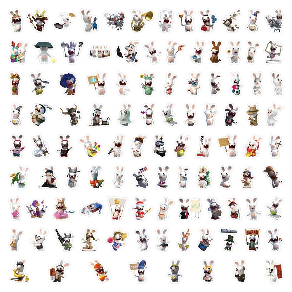 Rabbids Invasion Cartoon Stickers 10/30/50/104PCS Animation Decals Diary Scrapbook Luggage Laptop Phone Car Bike Skateboard Toy cartoon stickers decorative stickers animal stickers car sticker decal cartoon animal stickers