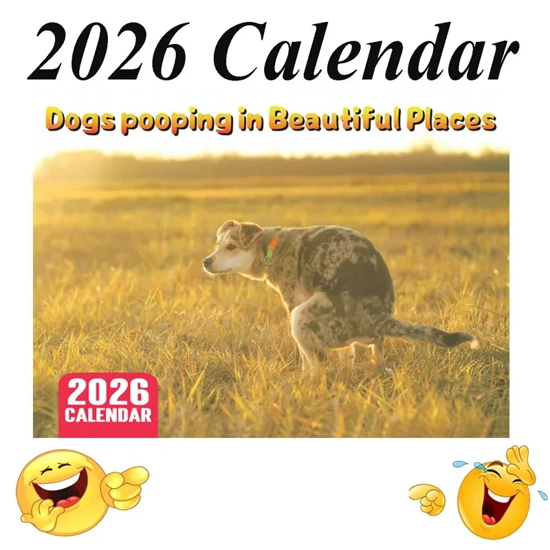 2026 Pooping Dogs Calendar Hangable Creative Daily Weekly Monthly Planner Agenda Schedule Organizer for Home Decor Wall Calendar