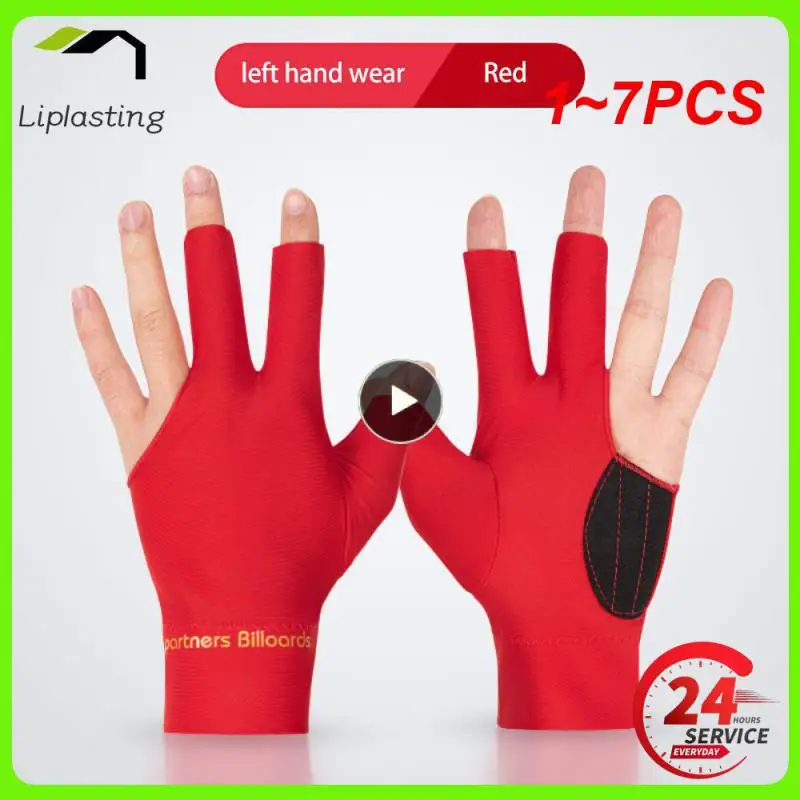 

1~7PCS Billiards Anti Slip Breathable Gloves Left Hand Three Finger Gloves Elastic Sweat Wicking Finger kit Silky Hand