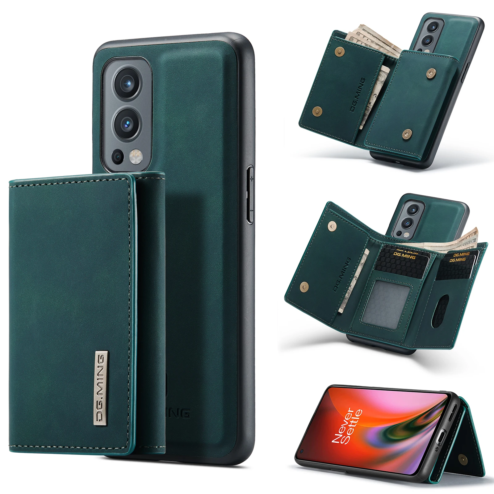 DG.MING 2in1 Detachable Case Leather Wallet Strong Magnet Protecting Back Cover for OnePlus Nord 2/9RT 9R/OnePlus 11 9 10 Pro