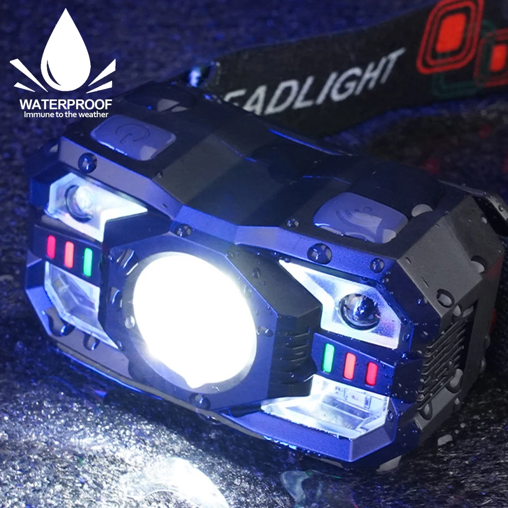 Motion Sensor Head Lamp Rechargeable Headlight Portable Induction LED Headlamp Waterproof Head Flashlight for Camping Fishing