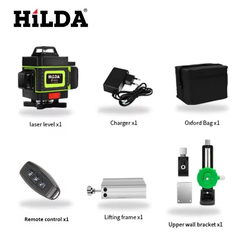 HILDA Powerful 360° Green Beam Laser Level with Self-Leveling Capability